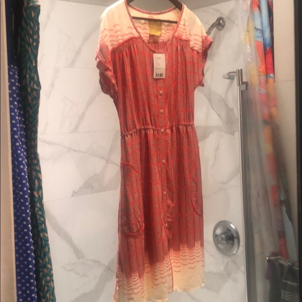 Orange red knee length dress